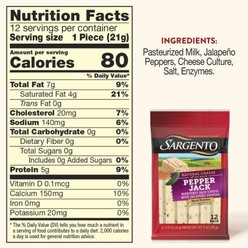 Sargento® Pepper Jack Cheese Sticks Perspective: top