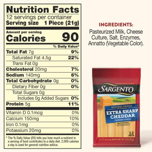 Sargento® Extra Sharp Cheddar Cheese Sticks Perspective: top