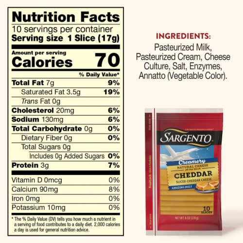 Sargento® Creamery Cheddar Sliced Cheese Perspective: top
