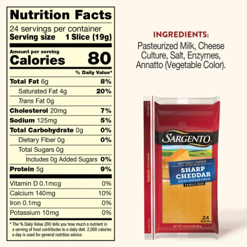 Sargento Natural Sharp Sliced Cheddar Cheese Perspective: top