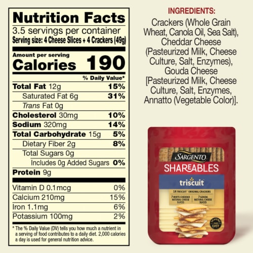 Sargento® Shareables White Cheddar & Gouda Sliced Cheese with Triscuit™ Original Crackers Snack Kit Perspective: top