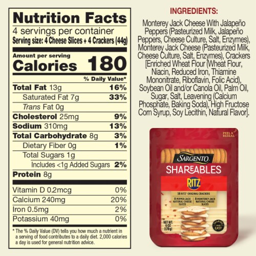 Sargento® Shareables Pepper Jack & Monterey Jack Sliced Cheese with Ritz® Original Crackers Perspective: top