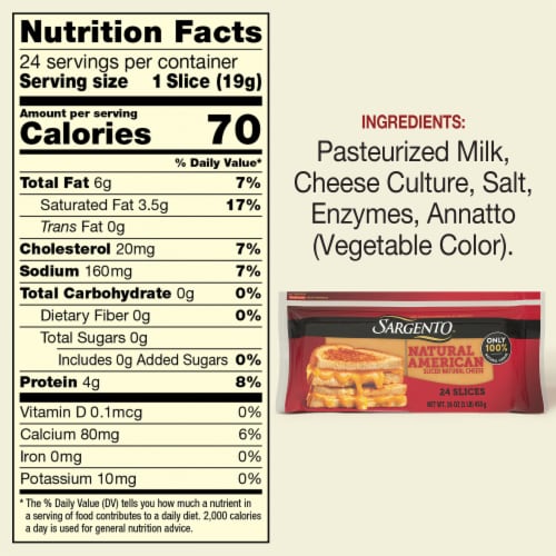 Sargento® Natural American Cheese Slices Perspective: top
