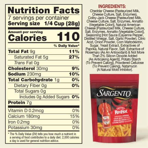 Sargento® Frank's Red Hot® Cheddar with Colby Jack and Natural American Cheese Shreds Perspective: top