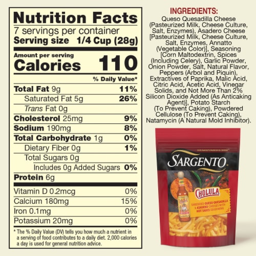 Sargento® Cholula® Queso Quesadilla & Asadero Shredded Cheeses with Hot Sauce Seasonings Perspective: top