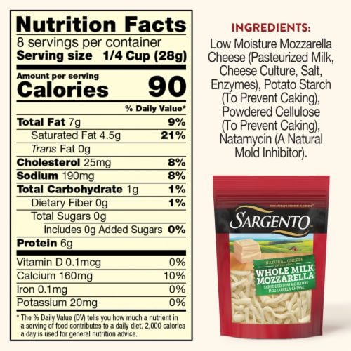 Sargento® Whole Milk Mozzarella Shredded Cheese Perspective: top