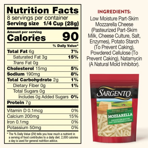 Sargento® Off the Block Low Moisture Part-Skim Mozzarella Shredded Cheese Perspective: top