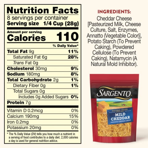 Sargento® Shredded Mild Natural Cheddar Cheese Fine Cut Perspective: top