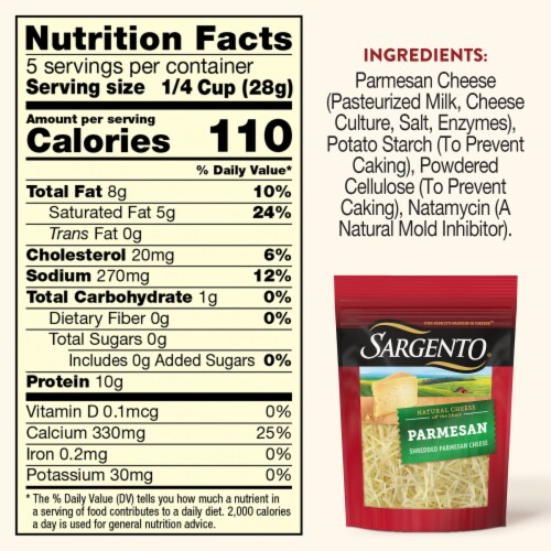Sargento® Off the Block Shredded Parmesan Cheese Perspective: top