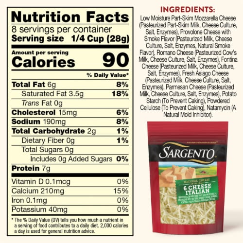 Sargento® Off The Block 6 Cheese Italian Blend Natural Cheese Shreds Perspective: top