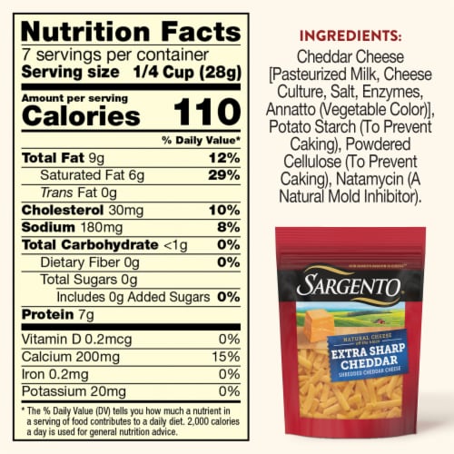 Sargento® Off the Block Traditional Cut Extra Sharp Cheddar Natural Cheese Shreds Perspective: top