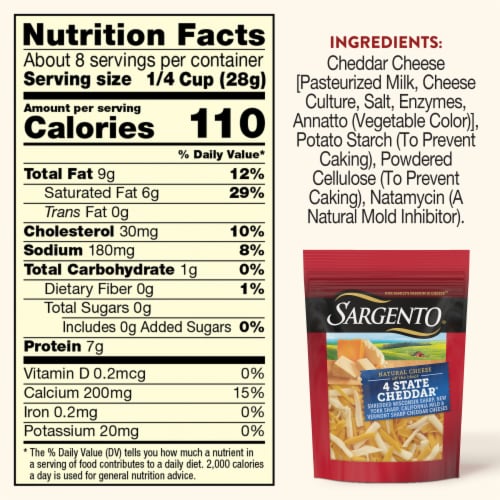 Sargento® Off the Block 4 State Cheddar Shredded Cheese Perspective: top