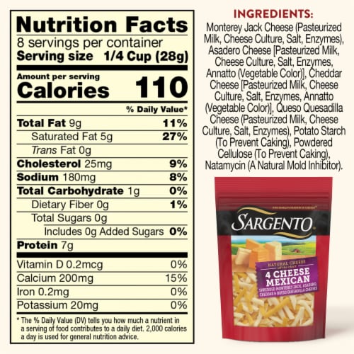 Sargento® Off the Block Traditional Cut 4 Cheese Mexican Blend Natural Cheese Shreds Perspective: top
