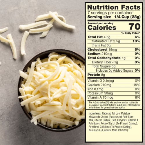 Sargento® Reduced Fat Mozzarella Shredded Cheese Traditional Cut Perspective: top