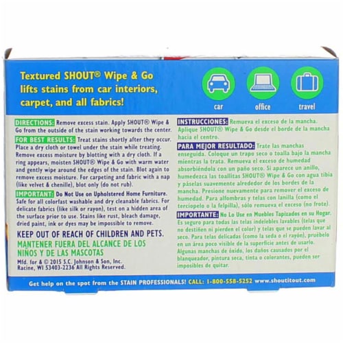 Shout® Wipe & Go Stain Removing Wipes Perspective: top