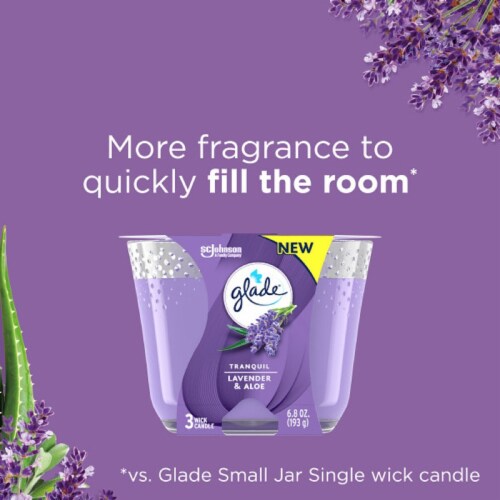 Glade® Tranquil Lavender Aloe 3-Wick Jar Candle Perspective: top