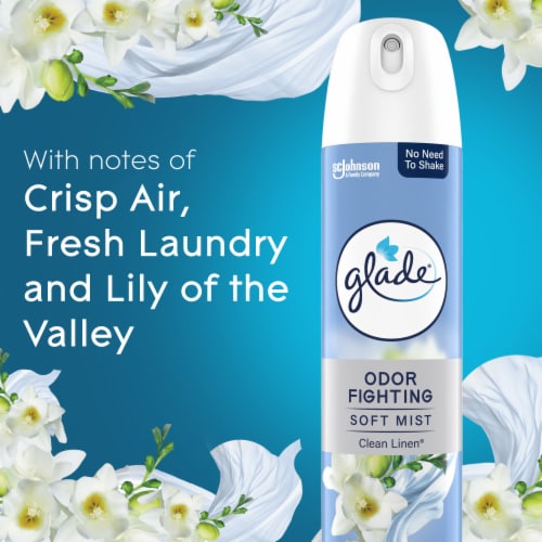 Glade Odor Fighting Soft Mist Air Freshener Room Spray, Clean Linen Perspective: top