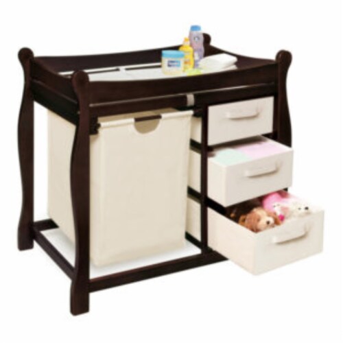 Sleigh Style Changing Table with Hamper 3 Baskets Espresso 1 Smith s Food and Drug