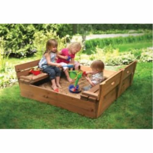 Covered Convertible Cedar Sandbox/Bench Seats Perspective: top