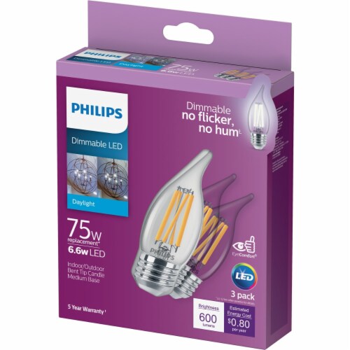 Philips 6.6-Watt (75-Watt) E26 A11 Bent Candle Tip LED Light Bulbs Perspective: top