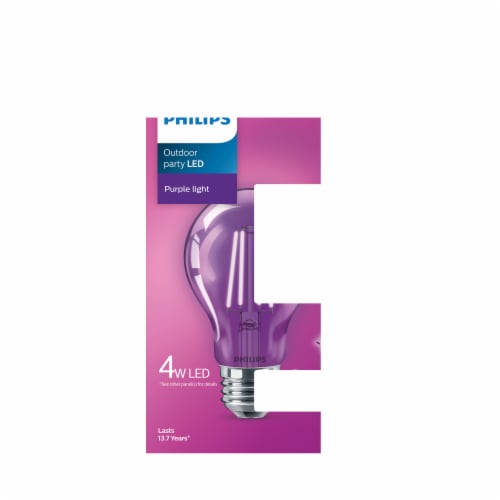 Philips 4-Watt (40-Watt) A19 LED Purple Party Light Bulb Perspective: top