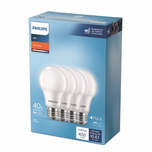 Philips 5-Watt (40-Watt) A19 LED Light Bulb - Soft White (2700K) Perspective: top