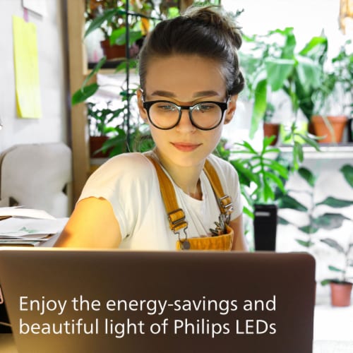Philips Ultra Efficient, A19 Clear Dimmable, 800 Lumen, 5000K Daylight 100W Equivalent Light Bulb Perspective: top