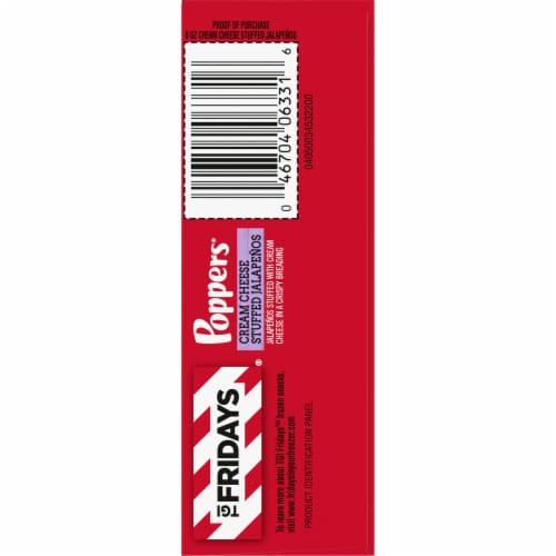 TGI Fridays Frozen Appetizers Cream Cheese Stuffed Jalapeno Poppers Box Perspective: top