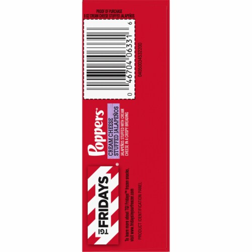 TGI Fridays Frozen Appetizers Cream Cheese Stuffed Jalapeno Poppers Box Perspective: top