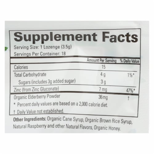 TheraZinc Elderberry Lozenge Bag Perspective: top