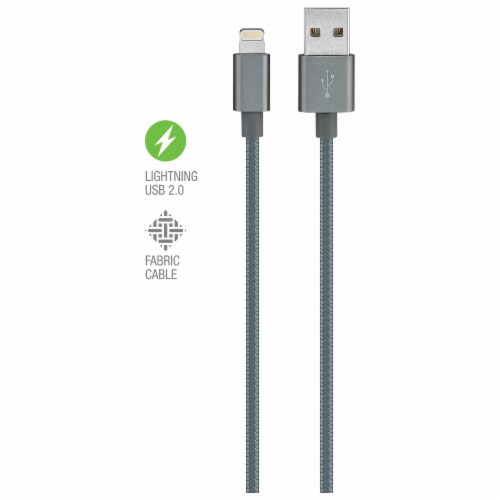 iLive Fabric Lightning Charging Cable - Gray Perspective: top