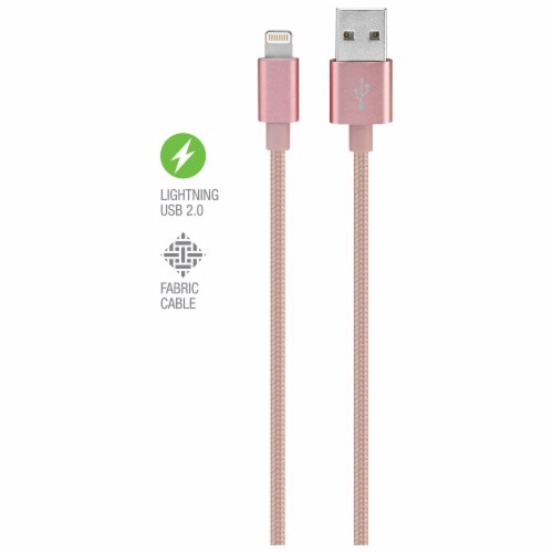iLive Fabric Lightning Charging Cable - Pink Perspective: top