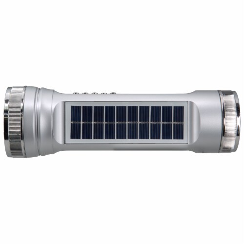 Weatherx Solar Power Bluetooth Speaker Flashlight - Silver Perspective: top