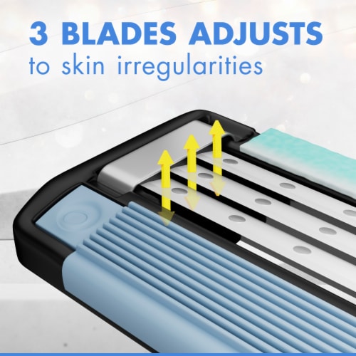 Gillette Mach3 Men's Smooth Blue Pivot 3-Blade Disposable Razors Perspective: top