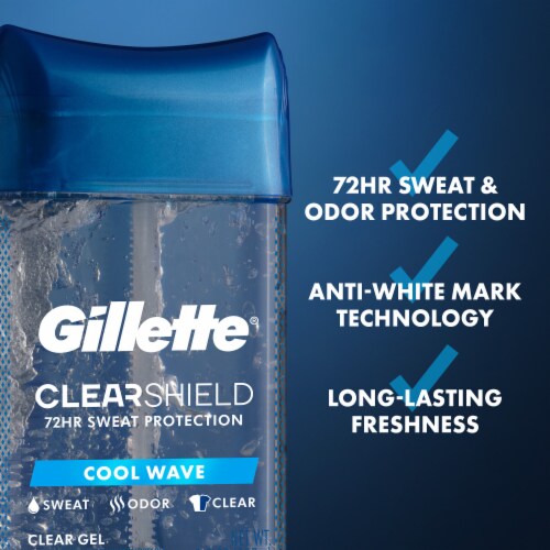 Gillette ClearShield for Men Antiperspirant Deodorant Clear Gel Cool Wave Scent 2-Pack Perspective: top