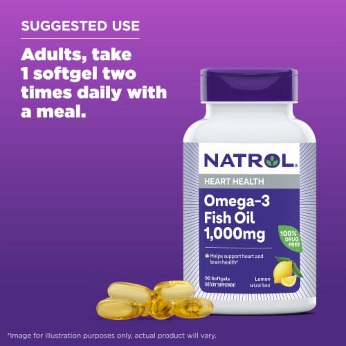 Natrol® Heart Health Omega-Three Purified Fish Oil Softgels Perspective: top