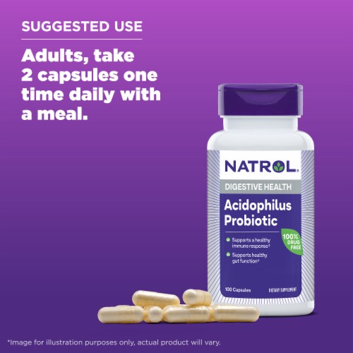 Natrol® Digestive Health Acidophilus Probiotic Capsules Perspective: top