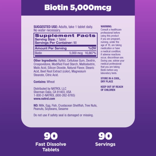 Natrol® Beauty Biotin Strawberry Flavored Fast Dissolve Tablets Perspective: top