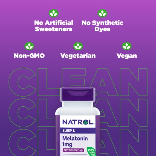 Natrol® Melatonin Sleep Aid Supplement Strawberry Flavored Fast Dissolve Tablets Perspective: top