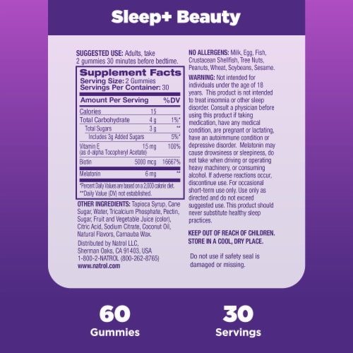 Natrol® Sleep+ Beauty Sleep Aid Supplement Raspberry Flavored Gummies Perspective: top
