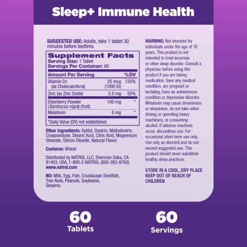 Natrol® Sleep + Immune Health Sleep Aid Supplement Mixed Berry Flavored Fast Dissolve Tablets Perspective: top