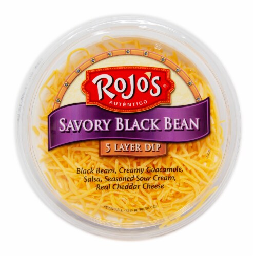 Rojo's Savory Black Bean 5 Layer Dip Perspective: top