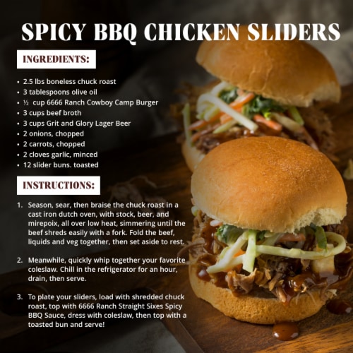 6666 4 Sixes Straight Sixes Spicy BBQ Sauce, Texas Style Spicy Barbecue Sauce Perspective: top