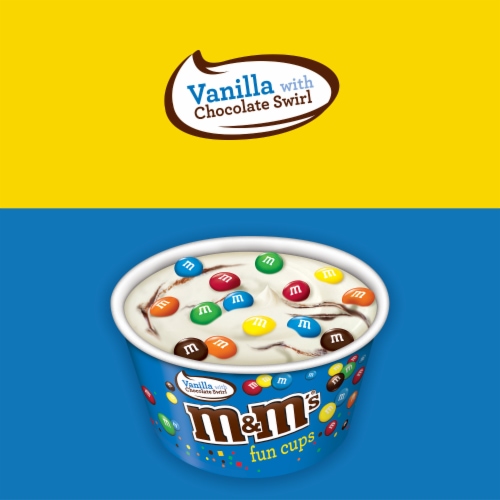 M&M's Vanilla Ice Cream with Chocolate Swirl Fun Cups Perspective: top