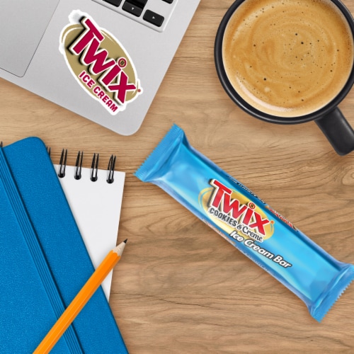 TWIX Cookies & Cream Vanilla With Crunchy Chocolate Cookie Pieces Ice Cream Bars Perspective: top