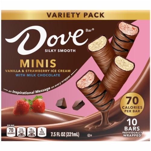 DOVE Vanilla & Strawberry Ice Cream Mini Milk Chocolate Individually Wrapped Ice Cream Bars Perspective: top