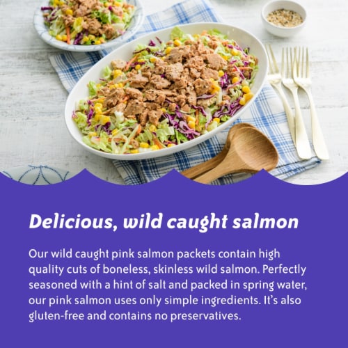Chicken of the Sea Wild Caught Alaskan Pink Salmon in Spring Water Packet Perspective: top