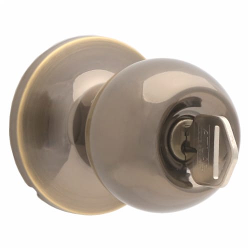 Atlas Ball Entry Door Knob Lock - Antique Brass Perspective: top