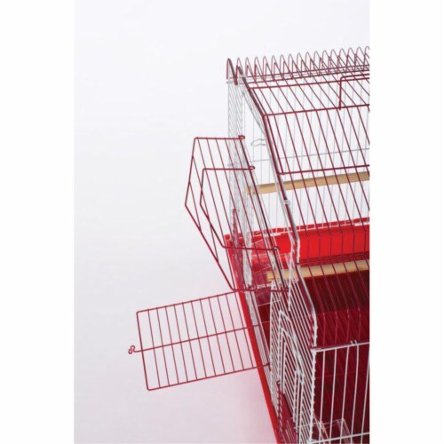Cockatiel Flight Bird Cage- Red/White Perspective: top