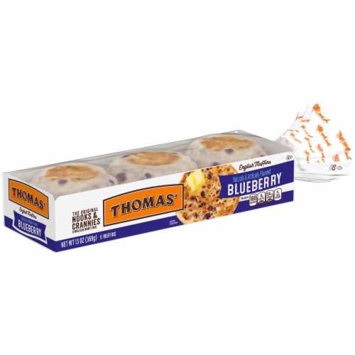 Thomas' Nooks & Crannies Blueberry English Muffins Perspective: top